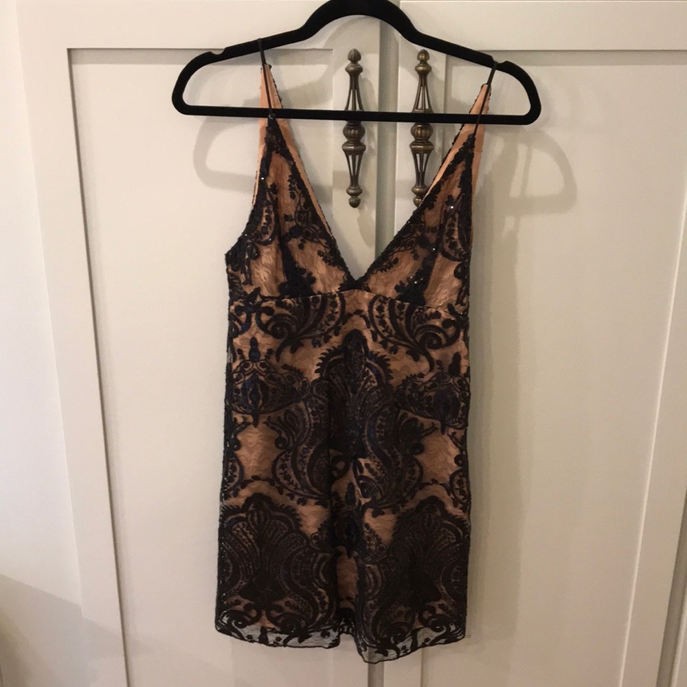 Free People Black Lace and Sequin Dress
